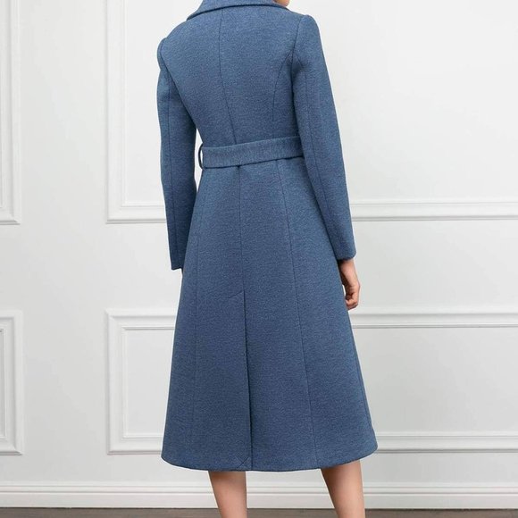 Jing Jacklyn blue belted jacket Size M 165/88A - Picture 9 of 10